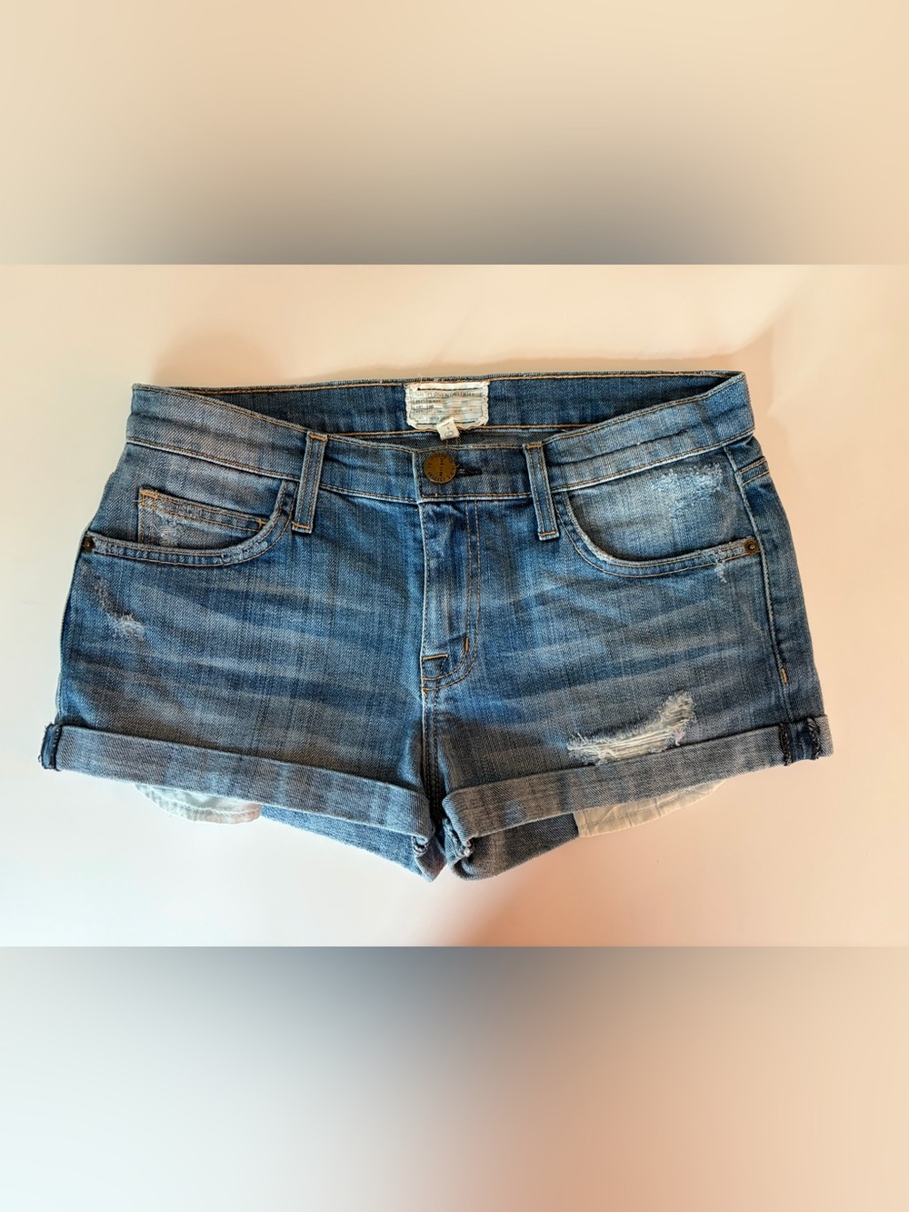 Current/Elliott Girlfriend Short Juke Box Destroy Distressed Denim Short Size 26